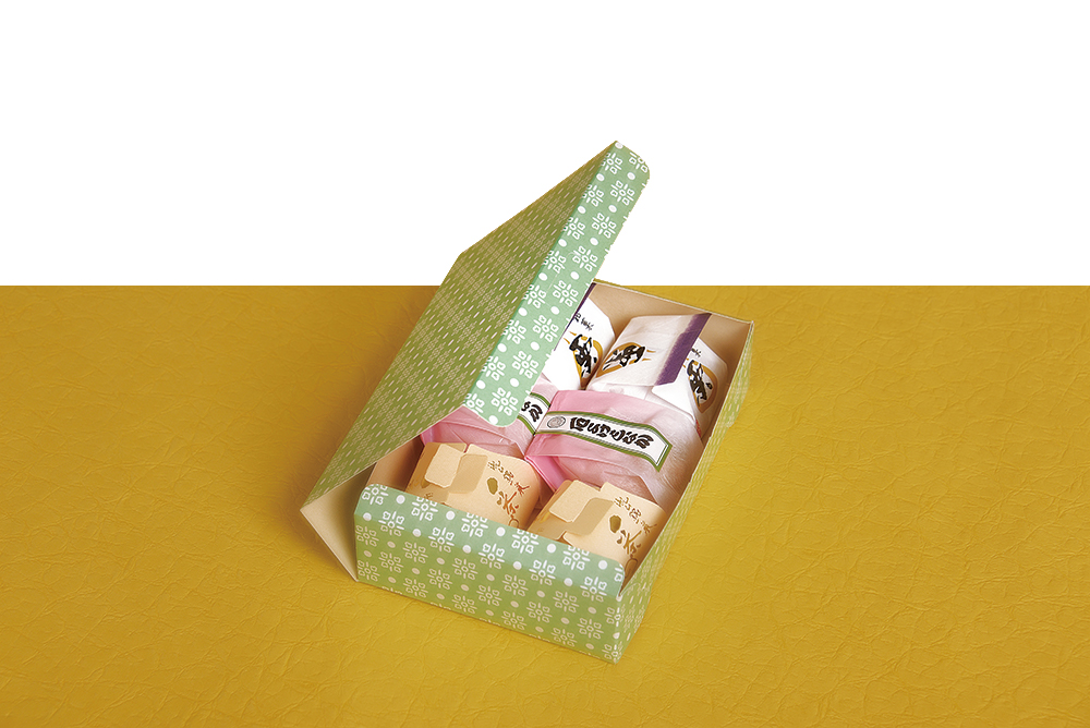 和菓子サービス箱B（折組式）グリーン | 菓子パッケージ（菓子箱、菓子袋、掛紙）の販売なら玉谷共栄堂